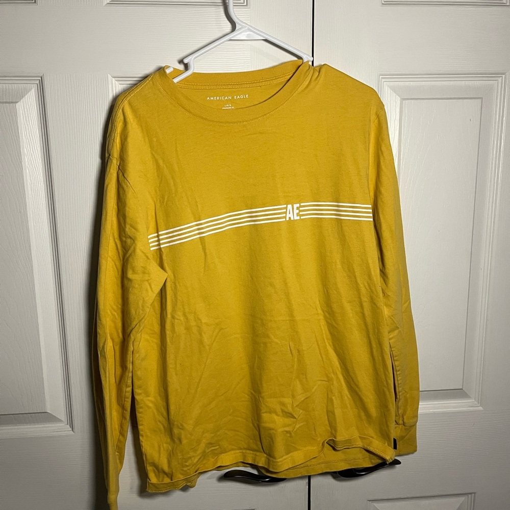 American Eagle Outfitters Men's Yellow Long Sleeve Shirt